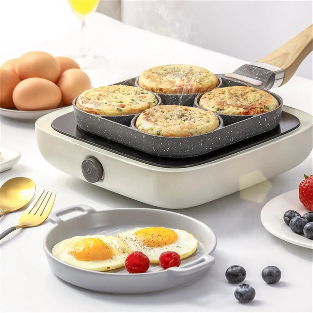 Four-Hole Non-Stick Omelet Pan: Breakfast Maker Cookware