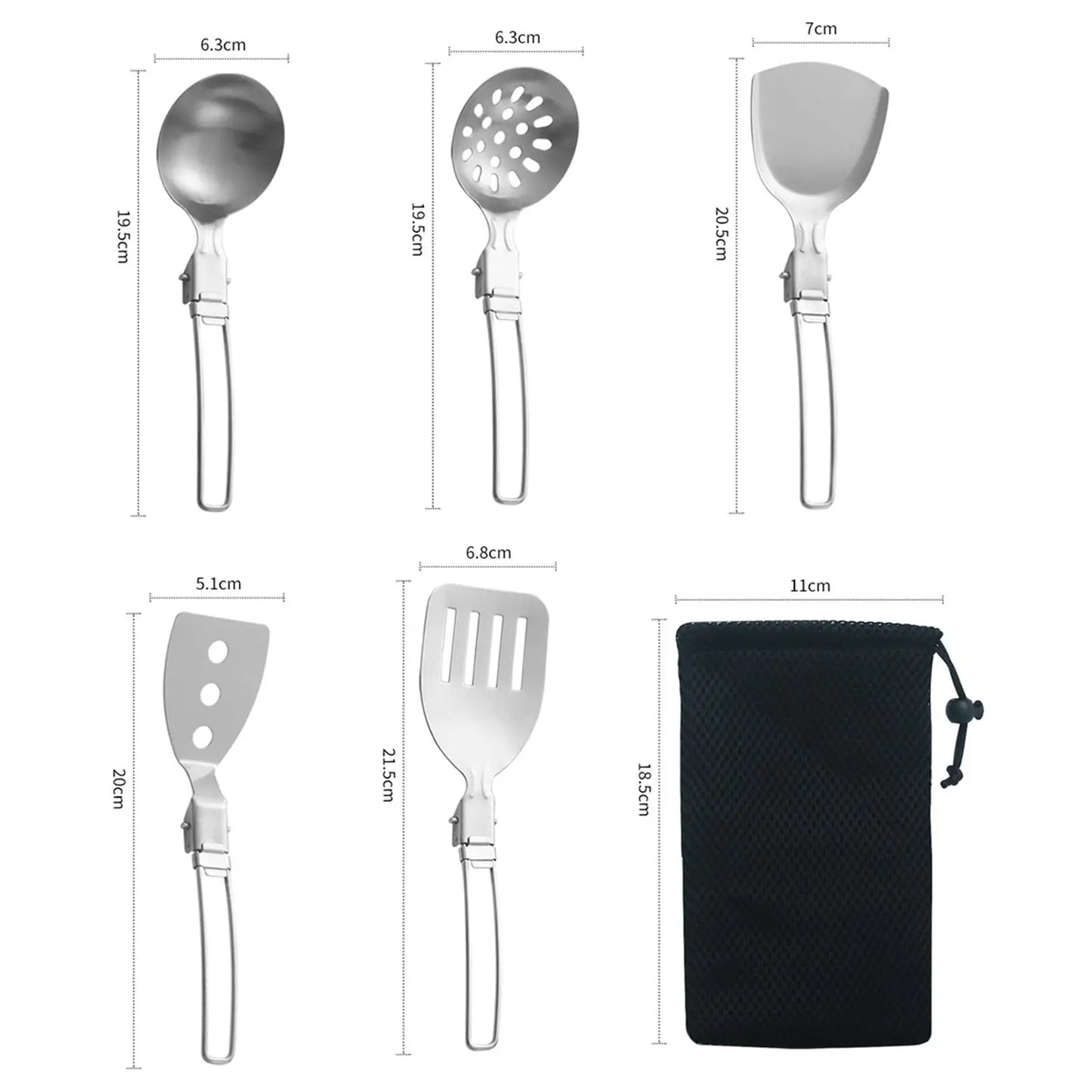 6 Pieces Camp Cooking Utensil Stainless Steel Set