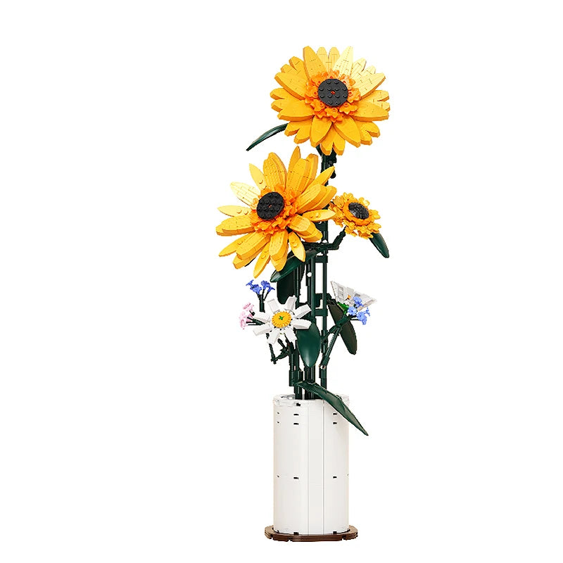 Sunflower Potted House Decoration DIY Flowers Toy Building Block Gifts for Children