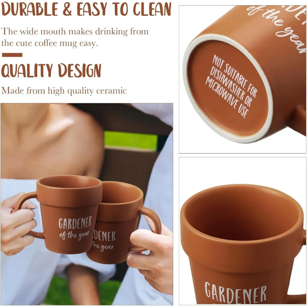 Gardener Plant Pot Ceramic Coffee Cup with Shovel Spoon Gift