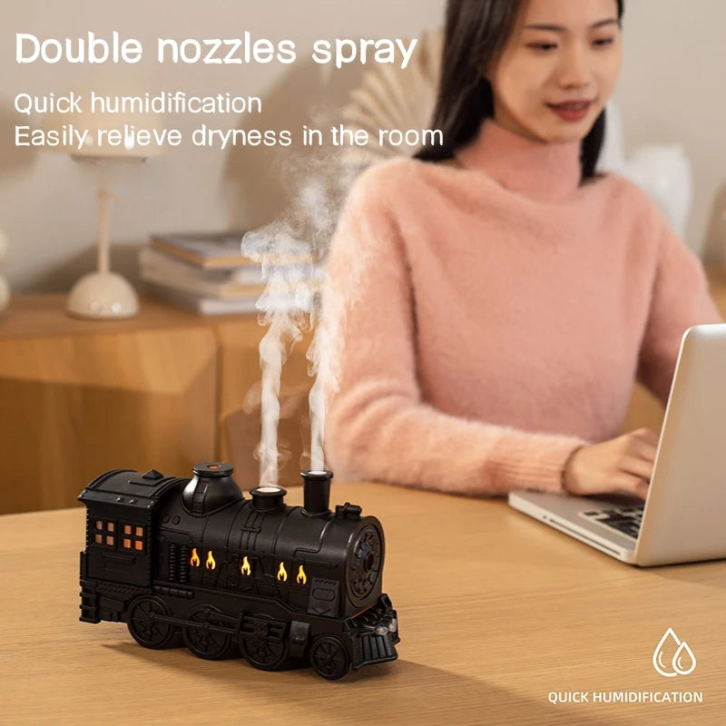 Train Shape Aromatherapy Diffuser Essential Oils Air Humidifier with LED Lamp