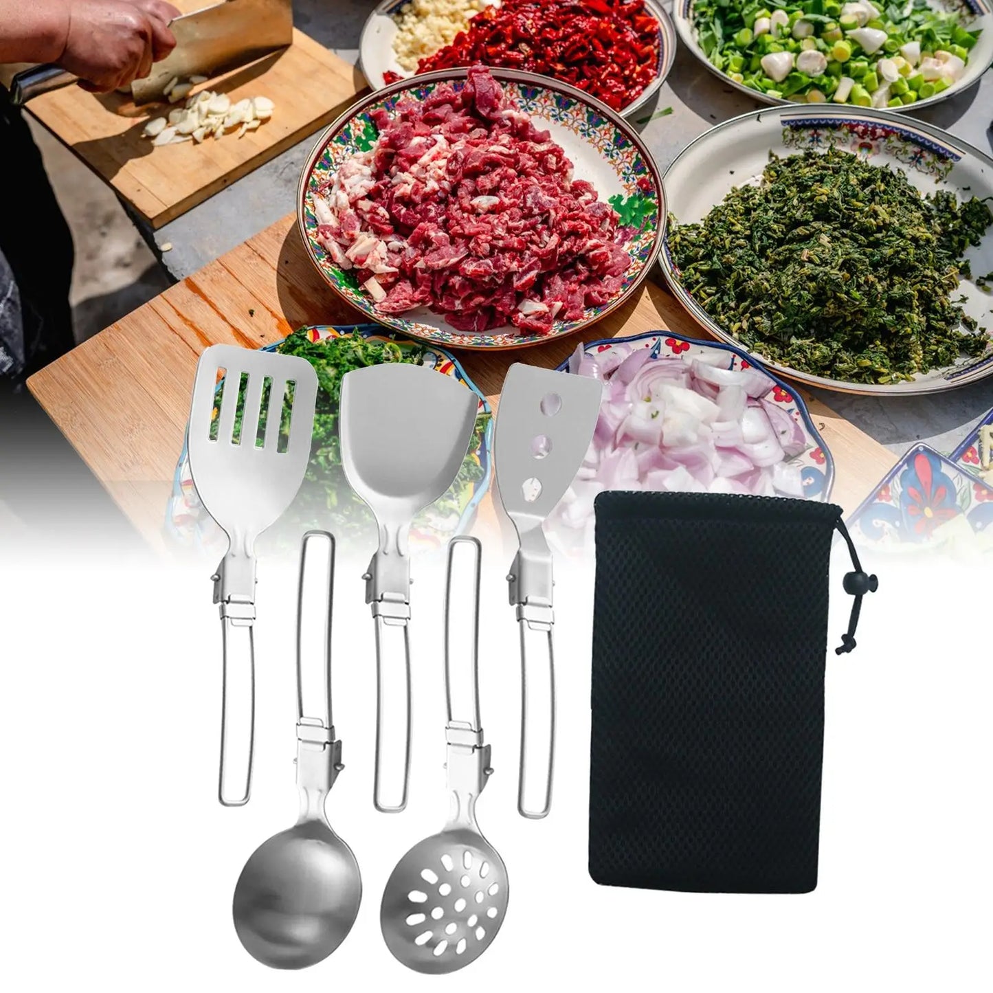 6 Pieces Camp Cooking Utensil Stainless Steel Set